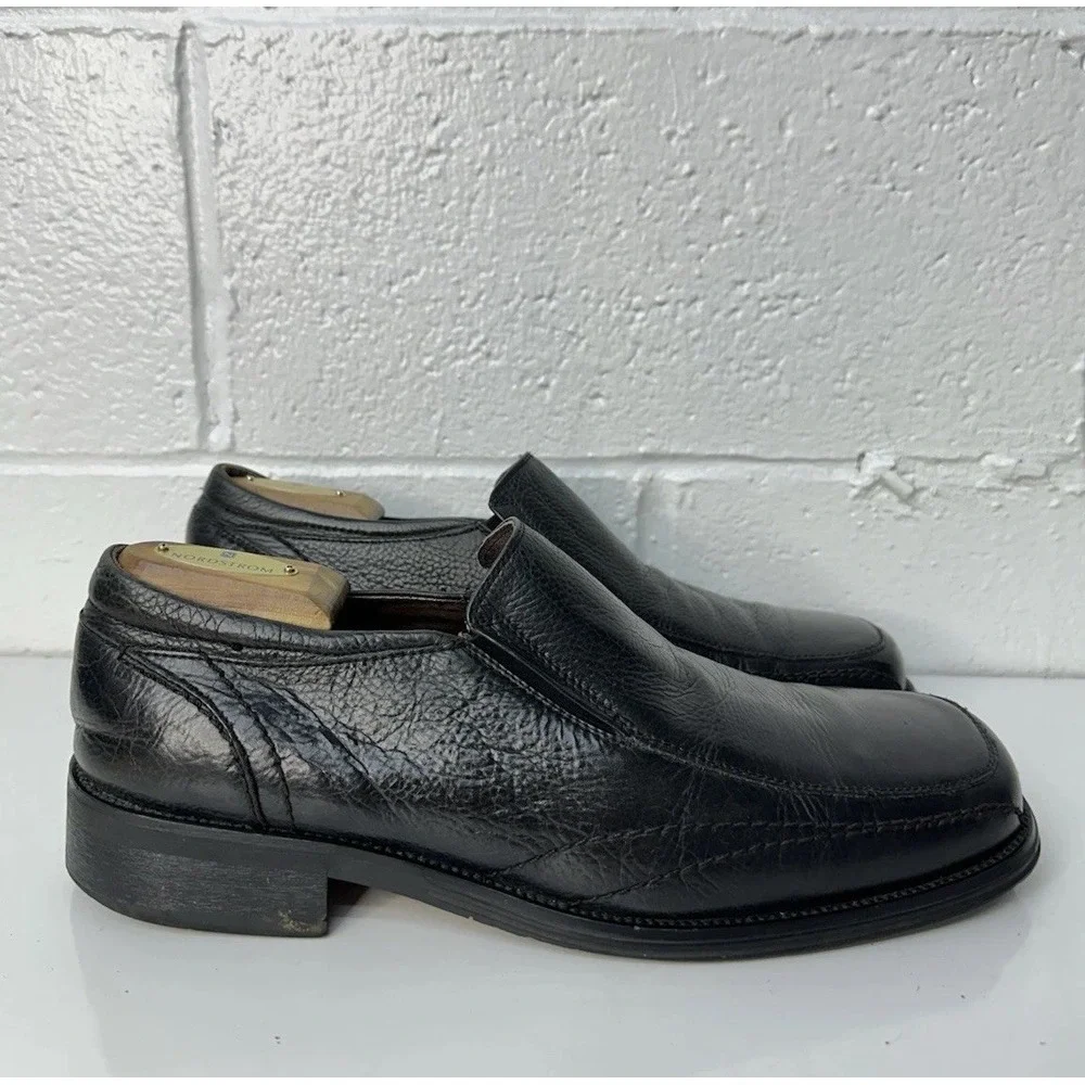 Bed Stu Grunge Men's Square Toe Black Pebbled Leather Slip On Loafer /‎ Men's 11